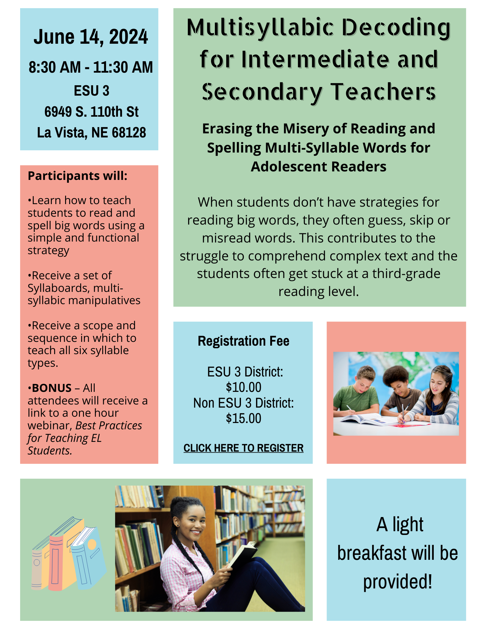 Click here to register for Multisyllabic Decoding, 6-14-24, #23003
